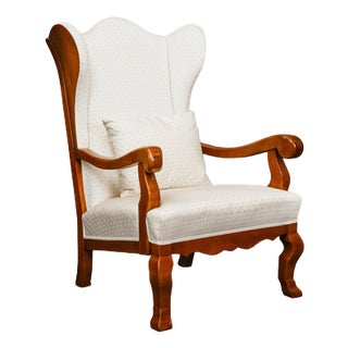 Biedermeier Wing Chair in Oak For Sale