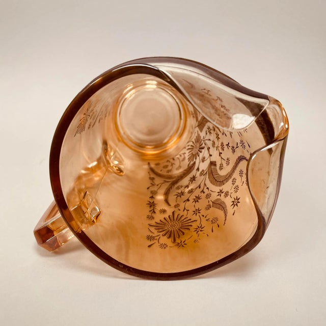 Glass Vintage Jeanette Marigold Carnival Glass Iridescent Cosmos Pitcher Set- 3 Pieces For Sale - Image 7 of 13