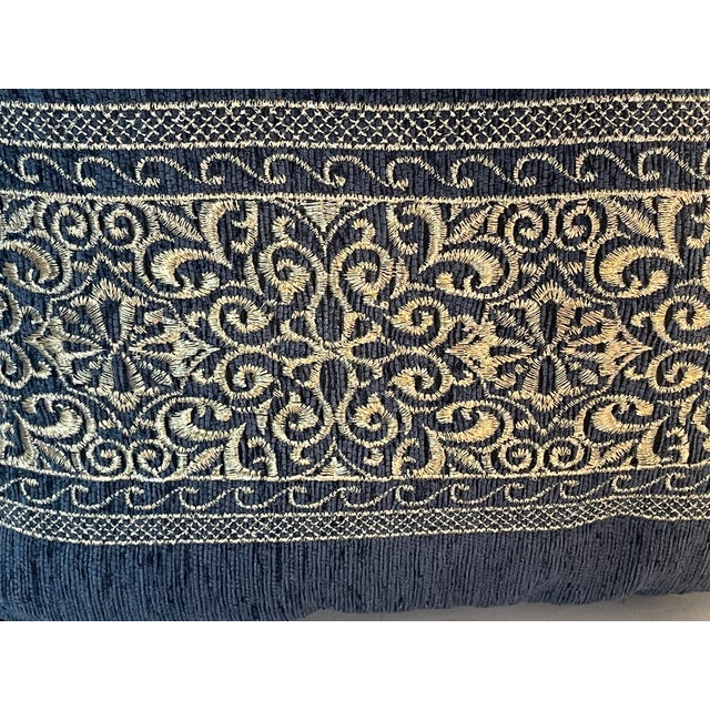 1990s Embroidered Velvet Pillow With Glass Bead Fringes by Queen For Sale In Miami - Image 6 of 6