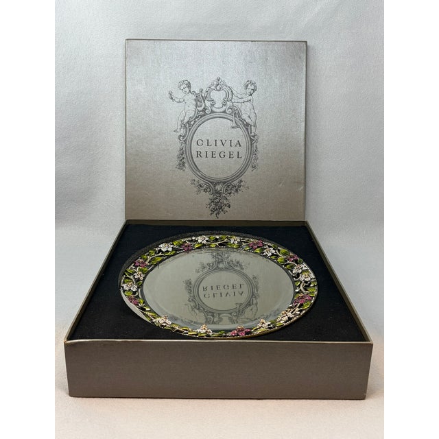 Glass Olivia Riegel Mirrored Vanity Tray W Crystals For Sale - Image 7 of 9
