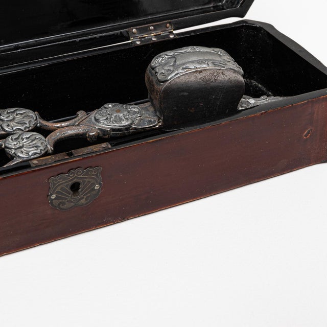 20th Century Asian Wooden Box with Handcrafted Gold Details For Sale - Image 10 of 18