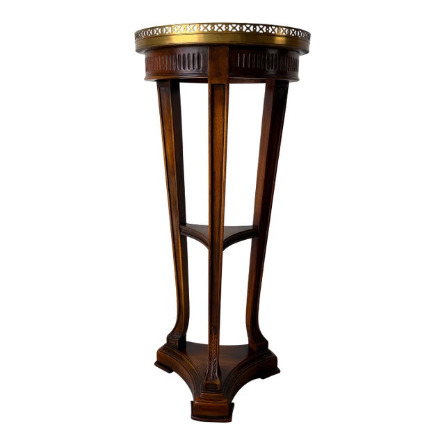 Theodore Alexander Empire Style Solid Mahogany Pedestal With Brass Gallery For Sale