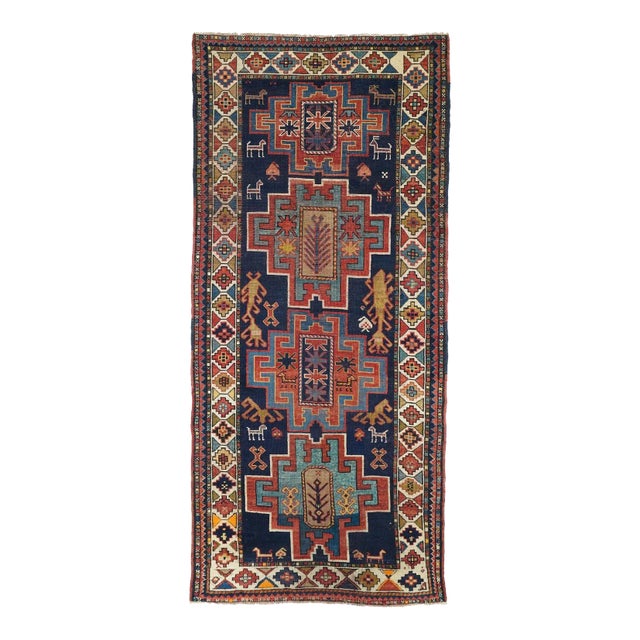 Antique Kazak Rug 3'10'' x 9'5'' For Sale