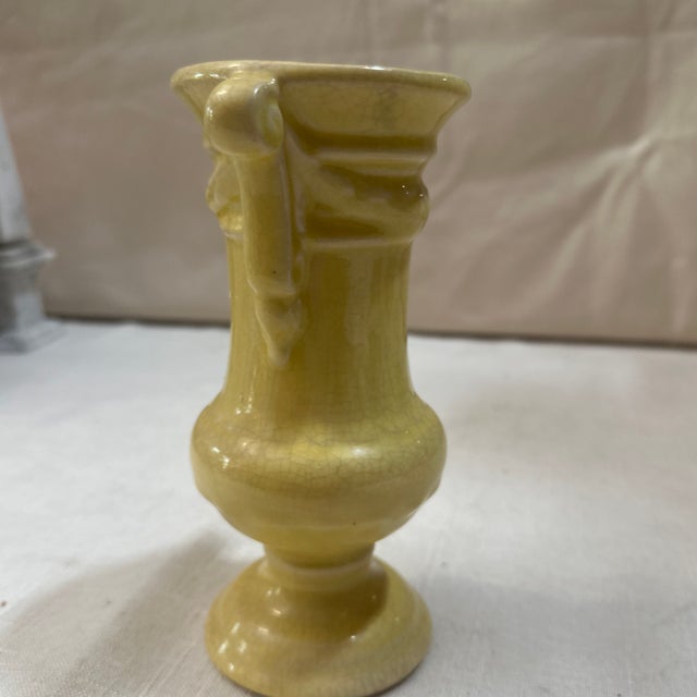 Ceramic 1970s Small Handmade Yellow Ceramic Detailed Vase For Sale - Image 7 of 8
