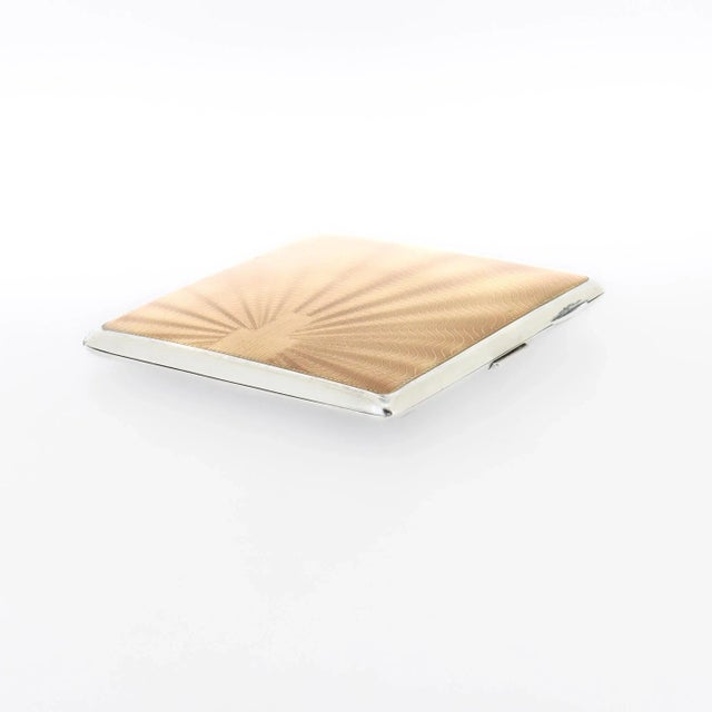 Art Deco English Sterling Silver & Guilloche Enamel Cigarette Case, 1936 For Sale - Image 10 of 17