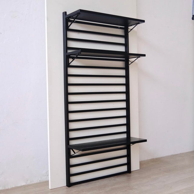 Wall Bookcase Wooden Rack with Lacquered Ash Shelves, 1980s For Sale - Image 9 of 18