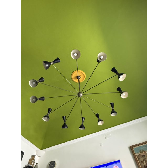Large Vintage Brass Chandelier, 1950s For Sale - Image 11 of 11