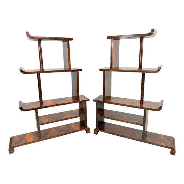 Antique Art Deco Stepped Shelves or Room Dividers, 1940s, Set of 2 For Sale