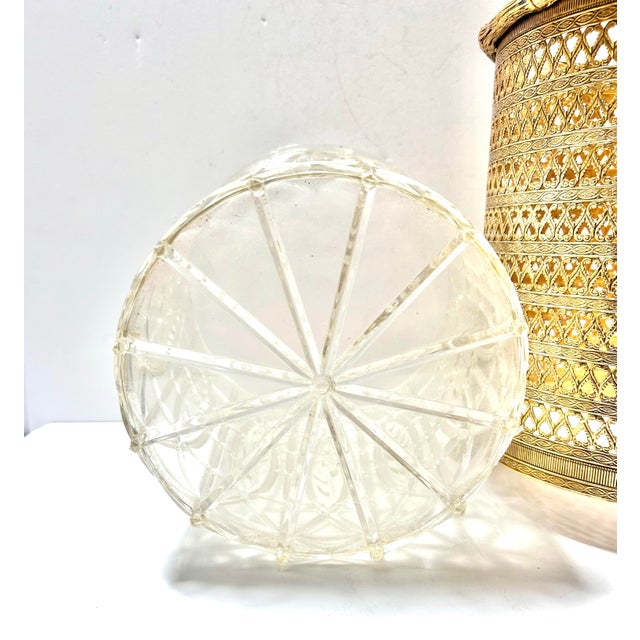 Vintage Hollywood Regency Gold Filigree Wastebasket – Bamboo Style Footed Trash Bin For Sale - Image 12 of 12