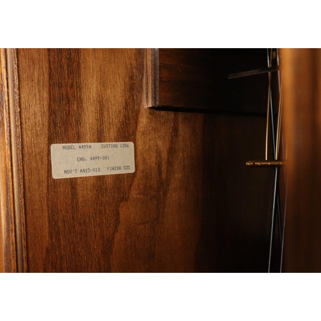 Vintage Seth Thomas 4499a Grandfather Clock With Moon-Phase Dial and Triple Chimes, Circa 1980 For Sale - Image 12 of 15