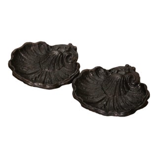 Pair of Mid-19th Century French Carved Iron Shell-Form Stoups Vide-Poches For Sale