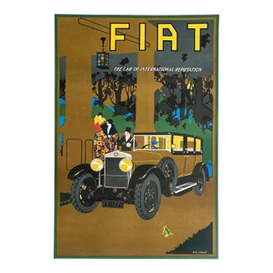 1922 Fiat Advert by Ray Mount (1980s Lithograph Reissue)