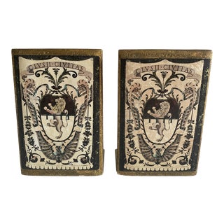 Antique Italian Lion Crest Bookends- a Pair For Sale