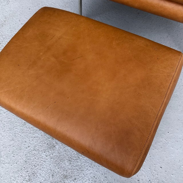 2010s West Elm Leather Chair W/ Ottoman For Sale - Image 5 of 10