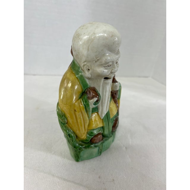 Ceramic Chinese Shou Lao Pottery Figurine For Sale - Image 7 of 9