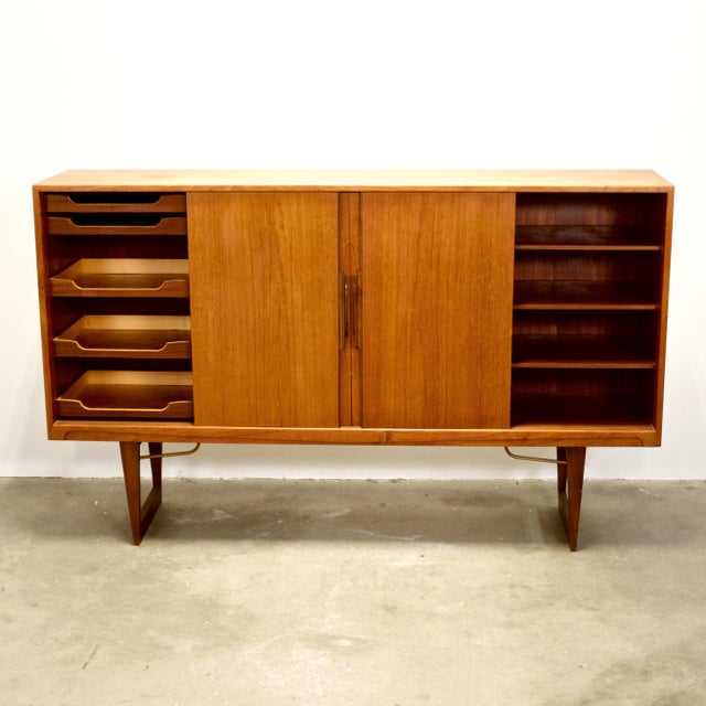 1950s Danish Teak Tall Sideboard / Highboard For Sale - Image 11 of 15