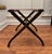 Wood Mid Century Adirondack Style Red Canvas Strap Wooden Collapsible Luggage Rack For Sale - Image 7 of 10