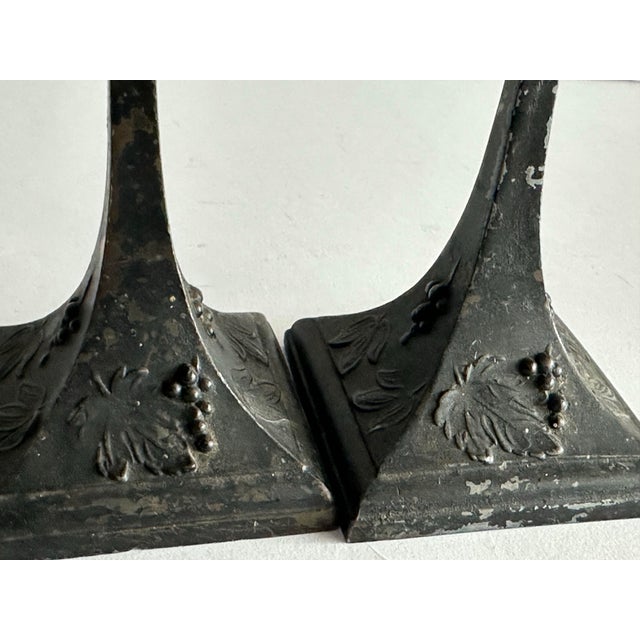 Antique Art Nouveau Grapes & Leaves Bronze Candlestick Holders- A Pair For Sale In Orlando - Image 6 of 12