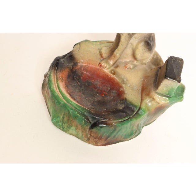Mid 20th Century Carved and Painted Chalkware German Shepherd Ashtray For Sale - Image 12 of 13
