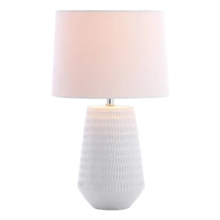 Stark Textured Table Lamp in White For Sale