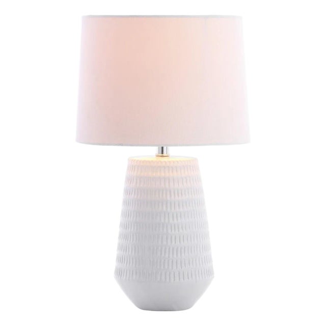 Stark Textured Table Lamp in White For Sale