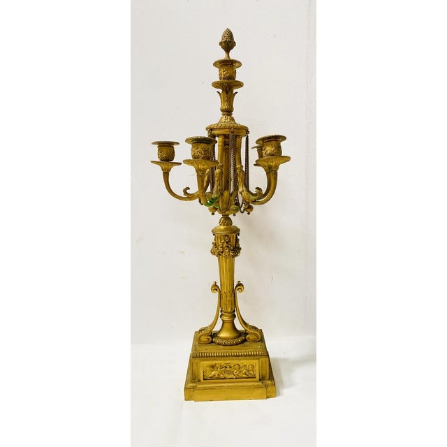 Gilt and Chased Bronze Candlestick, 1800s For Sale - Image 6 of 13