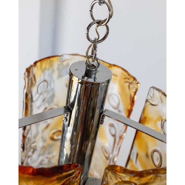 Glass Large Vintage Murano Glass Ceiling Lamp by Toni Zuccheri for Mazzega, Italy, 1970s For Sale - Image 7 of 11