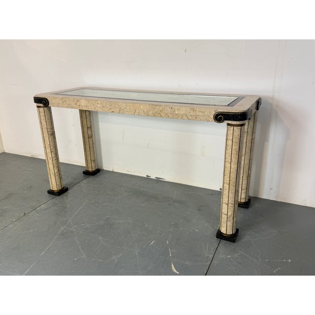 Vintage Regency Italian Travertine and Brass Console Table by Maitland Smith, 1980s For Sale - Image 10 of 14