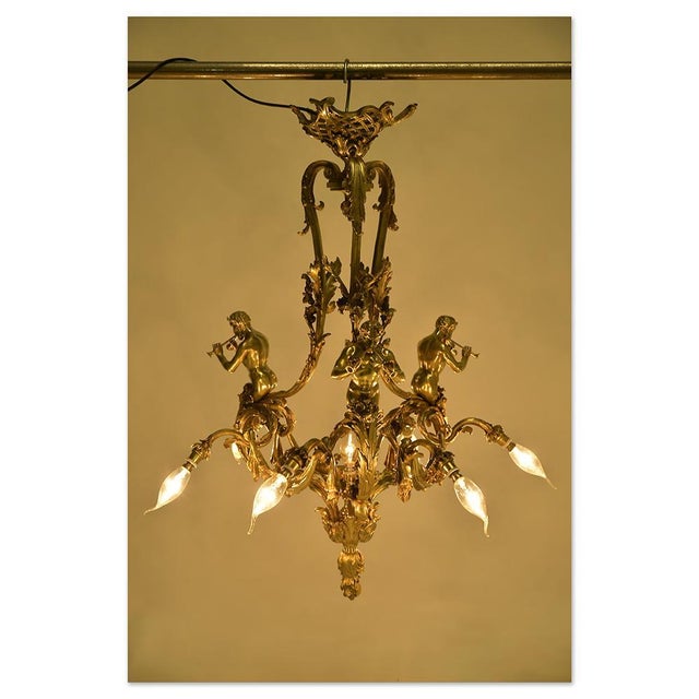 Antique Chandelier in Gilded Bronze from Mottheau For Sale - Image 4 of 11