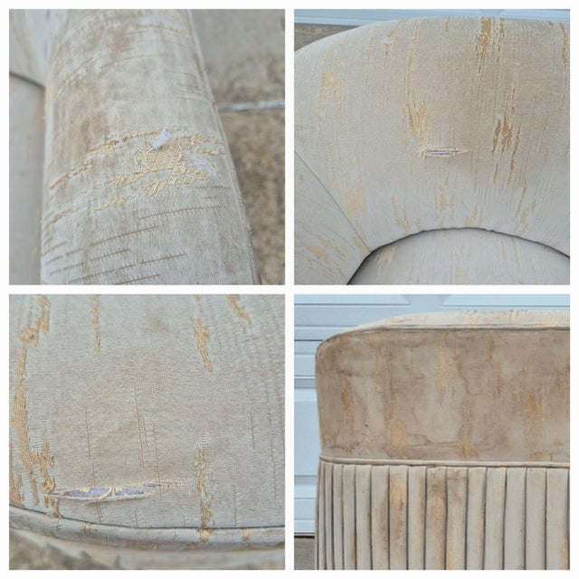 1980s Thayer Coggins Style Art Deco Revival Neoclassical Ionic Column Tub Barrel Chairs for Reupholstery - A Pair For Sale - Image 10 of 12
