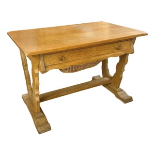 Danish Carved Oak Sewing Table by Henning Kjærnulf, Attributed For Sale