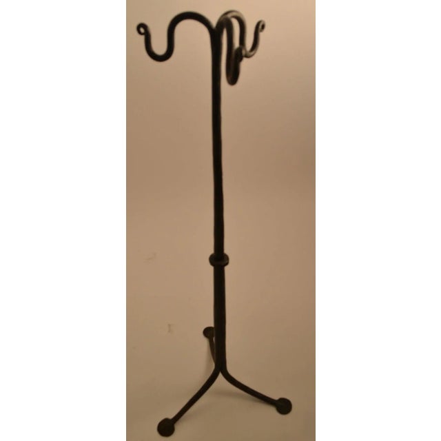 Black Hand Wrought Iron Fireplace Tool Stand For Sale - Image 8 of 10