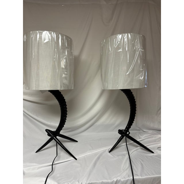 Late 20th Century Late 20th Century South African Sable Horn Lacquered Wood Table Lamps For Sale - Image 5 of 10