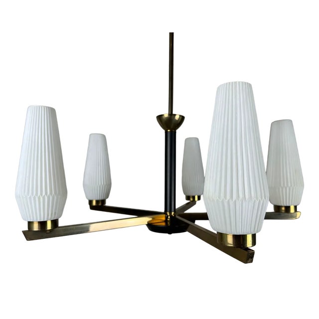 Vintage Hanging Lamp in Opaline Glass For Sale