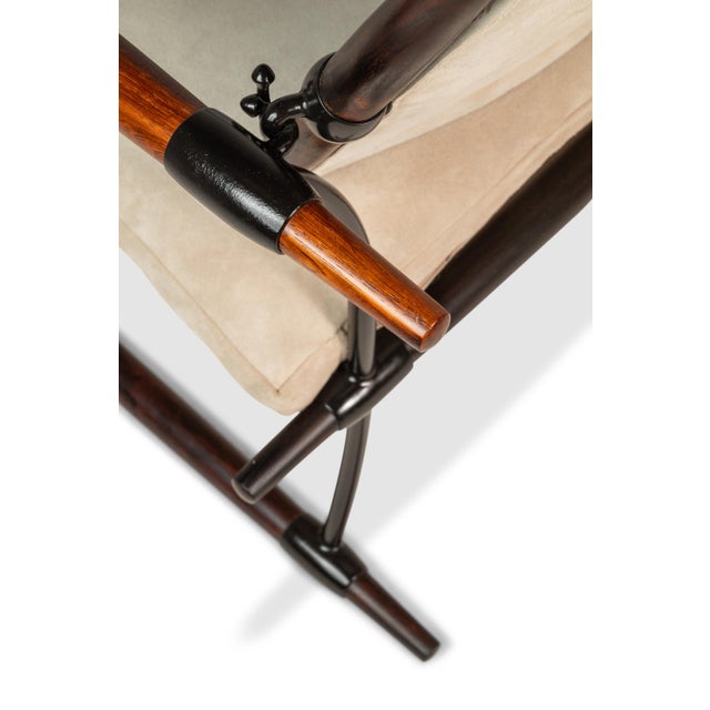 Rare Danish Modern Restored Stokke "Stick" Chair in Suede & Rosewood by Jens H. Quistgaard for Nissen Langaa, Denmark, C. 1960s For Sale - Image 15 of 18