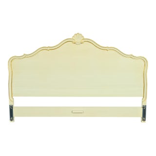 Kindel Furniture French Provincial Louis XV Cream Lacquered Parcel Gilt King Size Headboard, Circa 1960s For Sale