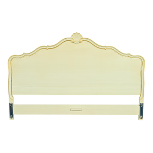 Kindel Furniture French Provincial Louis XV Cream Lacquered Parcel Gilt King Size Headboard, Circa 1960s