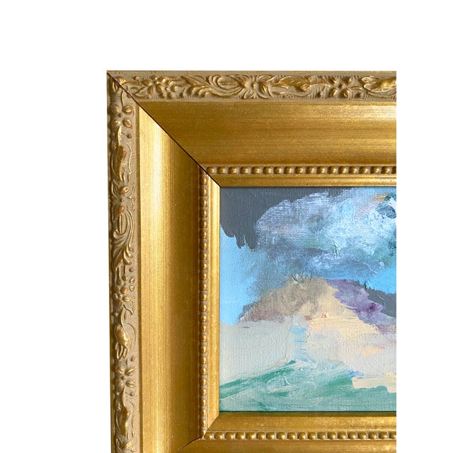 Transitional "Clouds Over the Hills" 2026 Mini Painting With Vintage Frame by Jessalin Beutler For Sale - Image 3 of 3