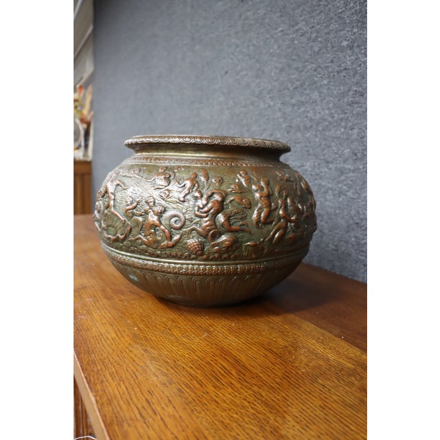 Dini & Cellai Italian Terracotta Jardinière With Classical Figural Relief For Sale - Image 4 of 8