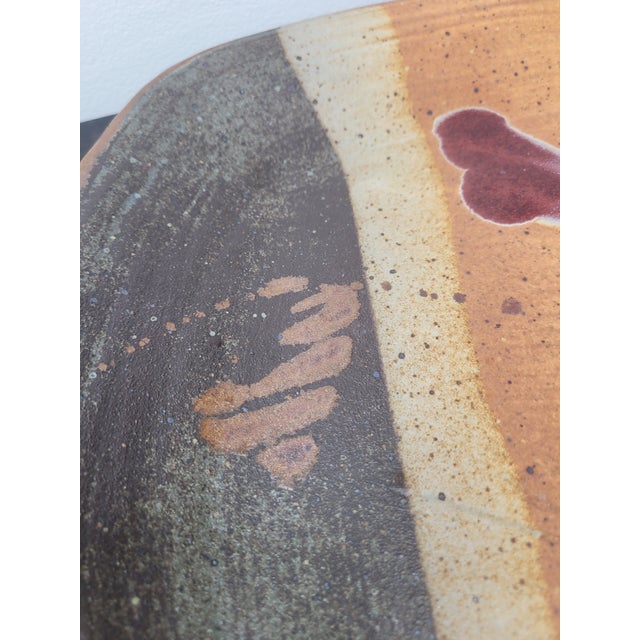 Late 20th Century Large Studio Art Pottery Platter With Oxblood Floral Motif For Sale - Image 12 of 12