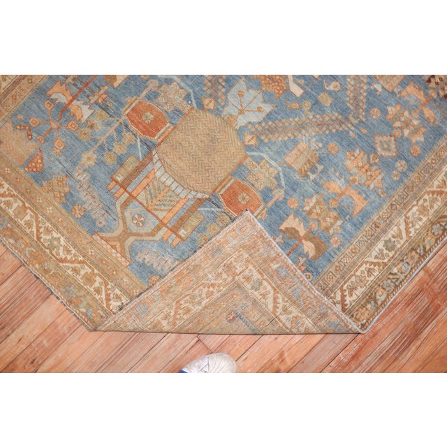 Antique Zabihi Collection Persian Blue Tribal Rug For Sale - Image 10 of 10