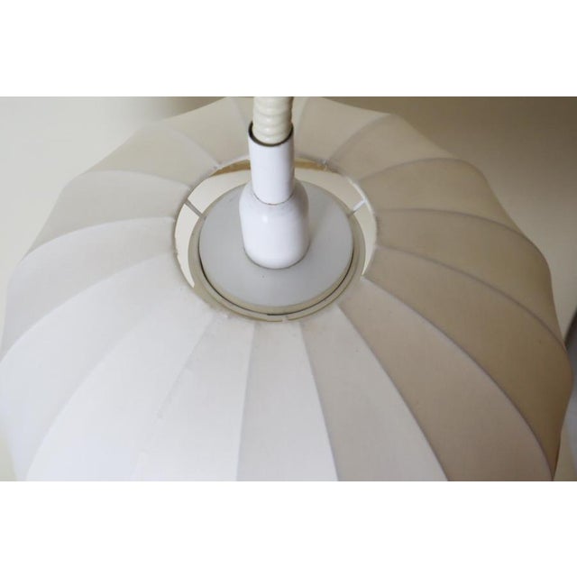 Swedish White Fabric Shade Height-Adjustable Pendant Lamp, 1980s For Sale - Image 9 of 16