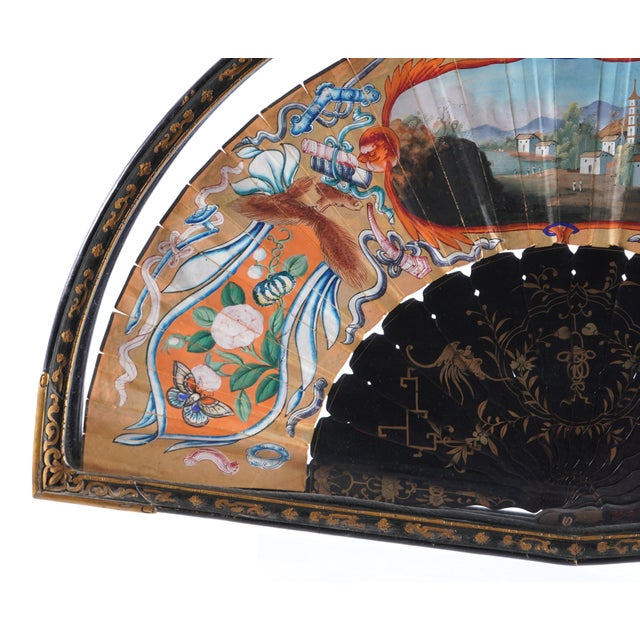 19th Century Chinese Export Gilt Lacquer Fan For Sale - Image 4 of 9