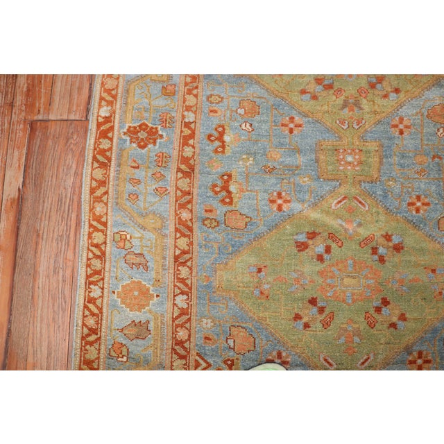 Textile Early 20th Century Zabihi Collection Persian Apple Green Sky Blue Accent Size Rug - 4'9" x 7' For Sale - Image 7 of 9