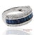 Blue 18k 750 Solid White Gold Natural Diamond and Natural Sapphire Band Ring, Size 7 For Sale - Image 8 of 11