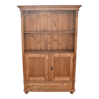 Vintage Pine Bookcase With Doors, Converted From Armoire, Netherlands. For Sale