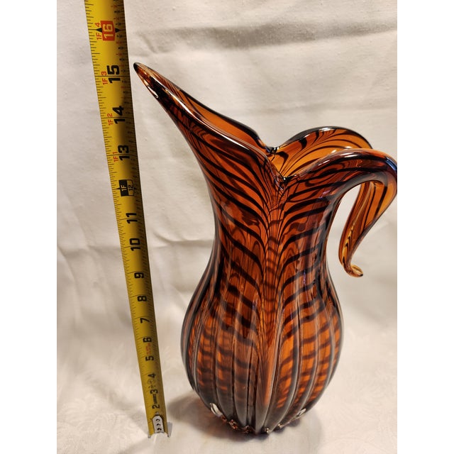 1970s 1970s Signed v. Nason Murano Art Glass Pitcher Authentic "Felicia"Technique-MCM Italy For Sale - Image 5 of 6