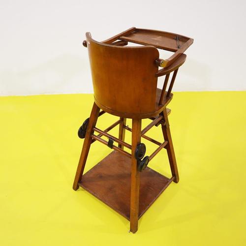 Wooden Children's High Chair with Tray and Footrest For Sale - Image 9 of 13