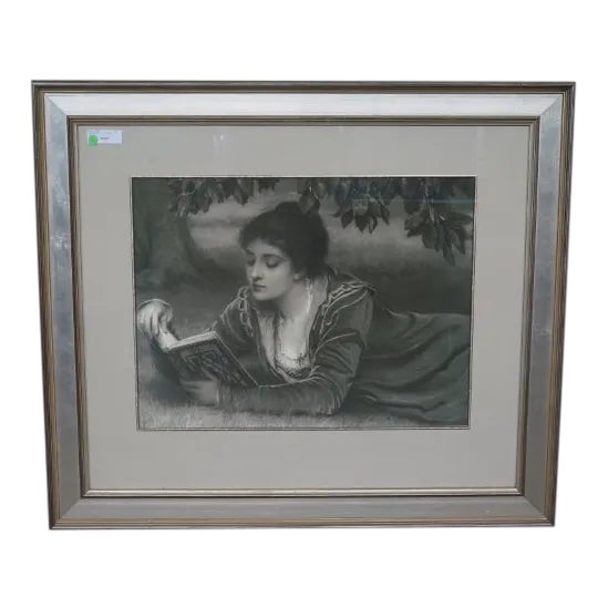 John Richard Framed Print of Victorian Lady Reading a Book For Sale
