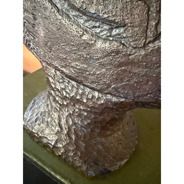 Ceramic Mid Century Brutalist Studio Pottery Sculpture | Wpa Influence | Male Female Figural Relief | Blue Black Ceramic For Sale - Image 7 of 12